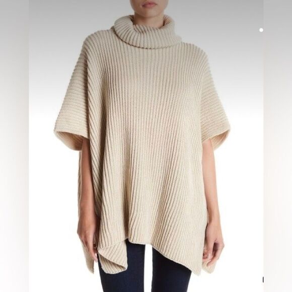 Steve Madden Chunky Turtle Neck Poncho - Picture 1 of 4